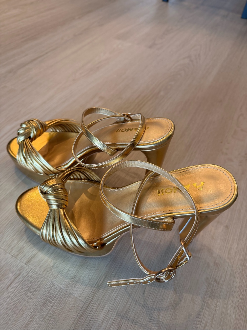 Metallic Gold Knotted Platform Heels